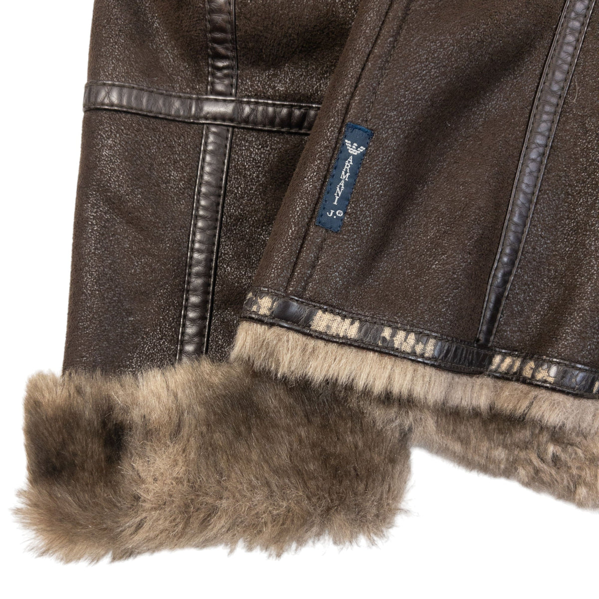 Vintage 2000s Armani Jeans Fur Lined Suede Jacket Womens Size S | Small, Brown