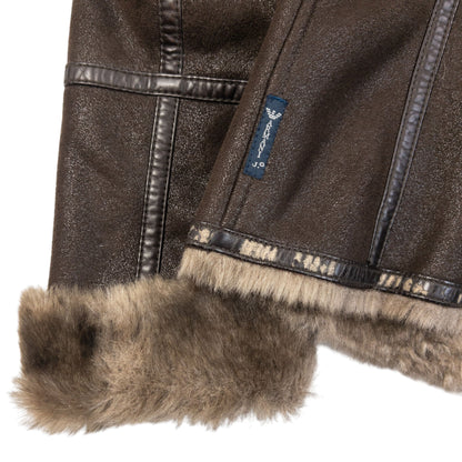 Vintage 2000s Armani Jeans Fur Lined Suede Jacket Womens Size S | Small, Brown