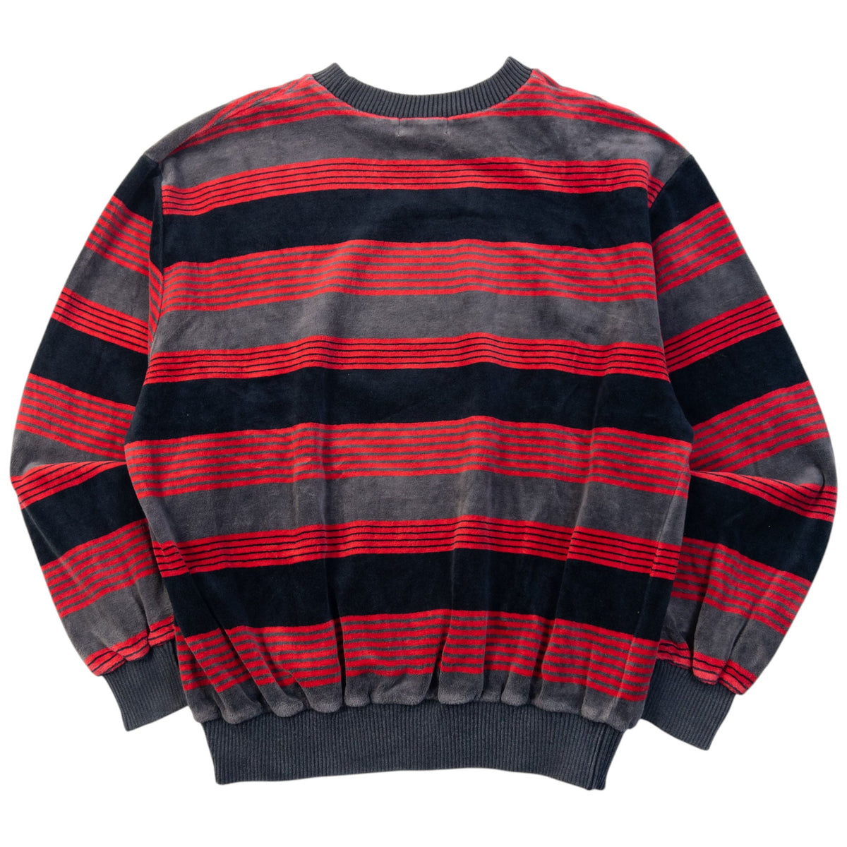 Vintage 80s YSL Yves Saint Laurent Striped Velour Sweatshirt Womens Size S | Small, Grey