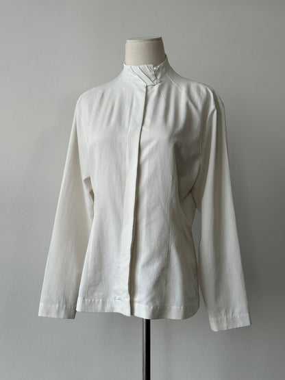 Vintage 1990s High Neck Minimal Shirt - S-M