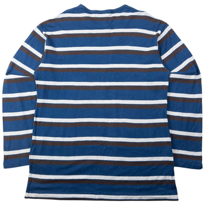 Vintage 90s Issey Miyake Striped Long Sleeve T Shirt Size M | Medium, Blue