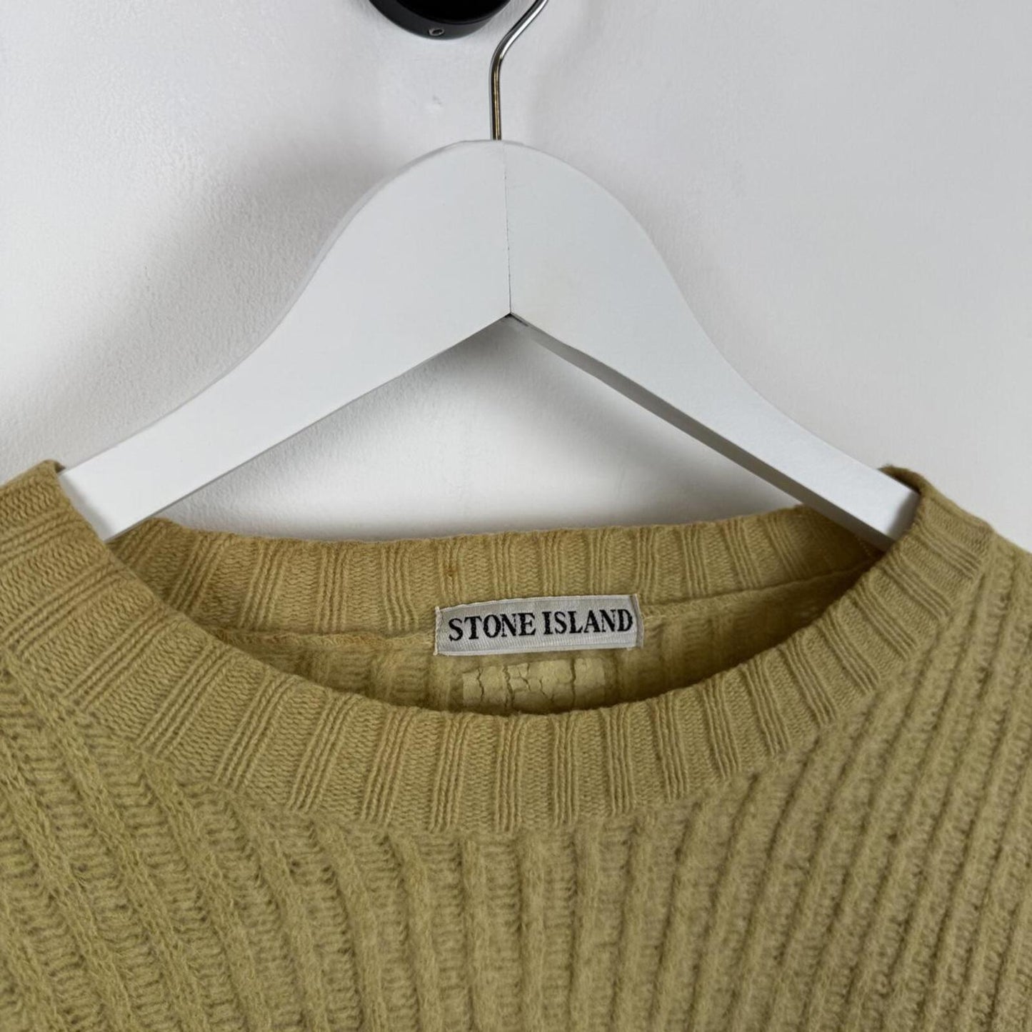 90's Stone Island Ribbed Wool Blend Knit Jumper Beige (M/L) | Medium, Beige