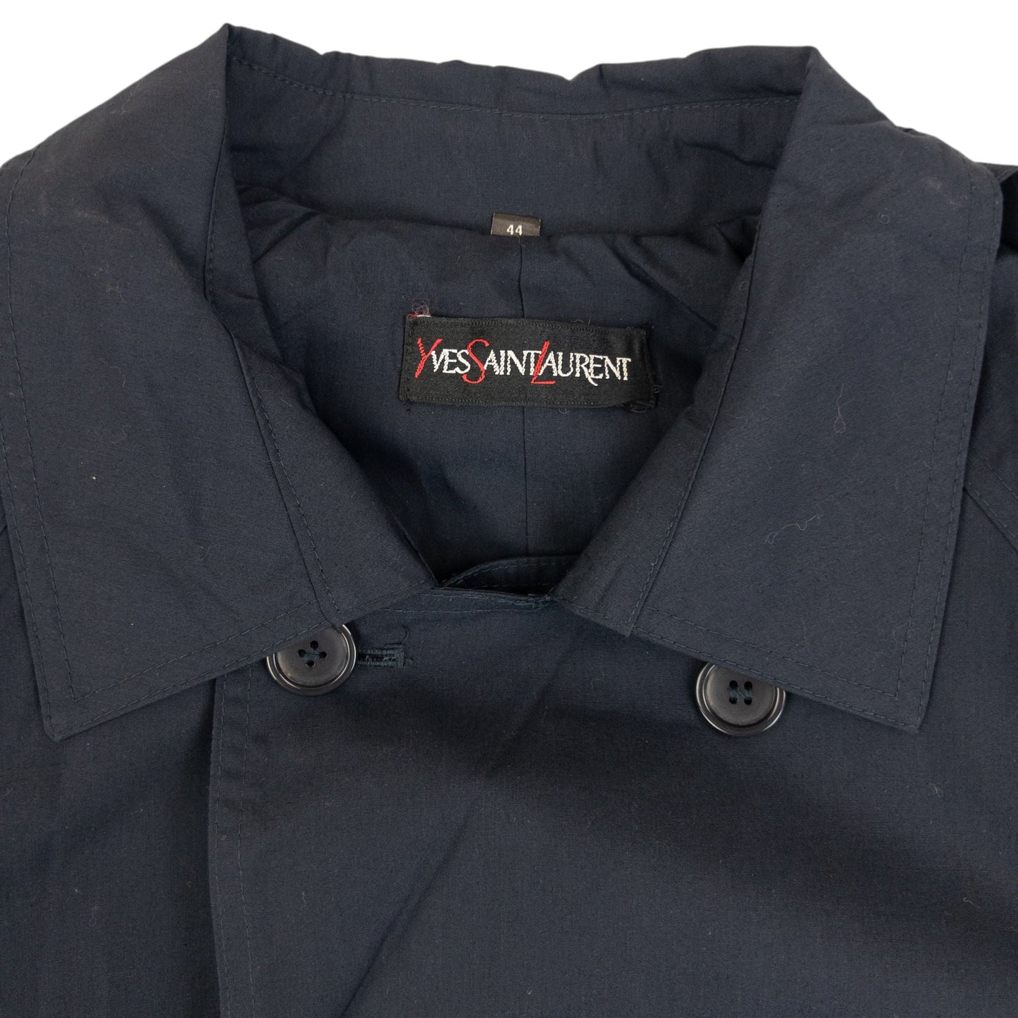 Vintage 80s YSL Yves Saint Laurent Belt Waist Trench Jacket Size S | Small, Navy