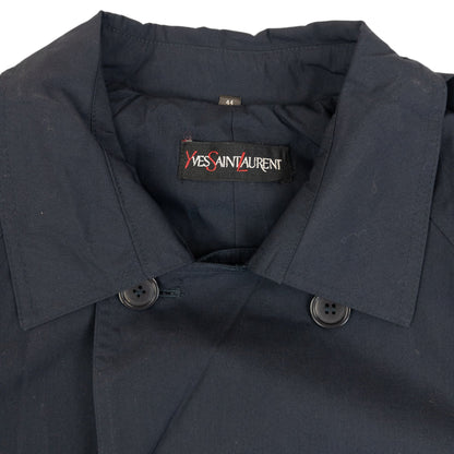 Vintage 80s YSL Yves Saint Laurent Belt Waist Trench Jacket Size S | Small, Navy