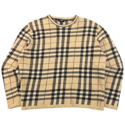 Vintage 2000s  Burberry Nova Check Wool Jumper Womens Size M | Medium, Beige