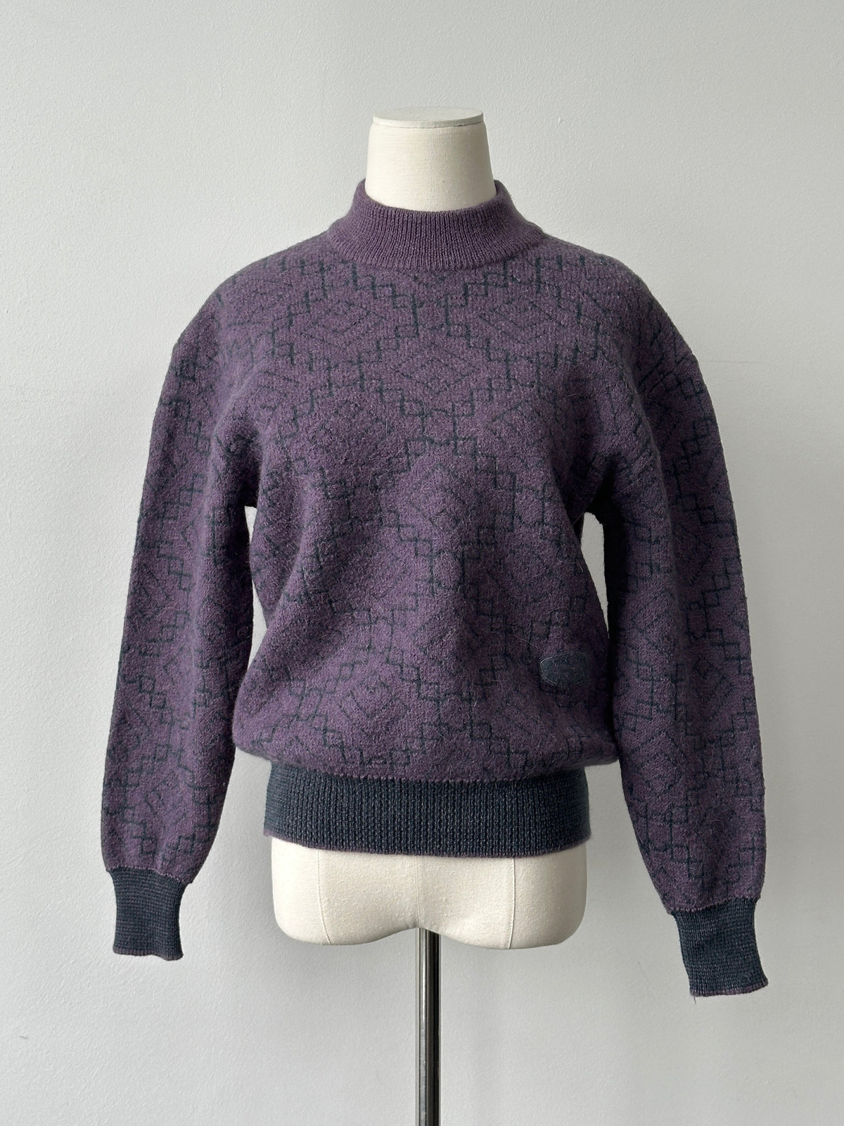 Yves Saint Laurent 1990s Wool Mohair Geometric Jumper - S