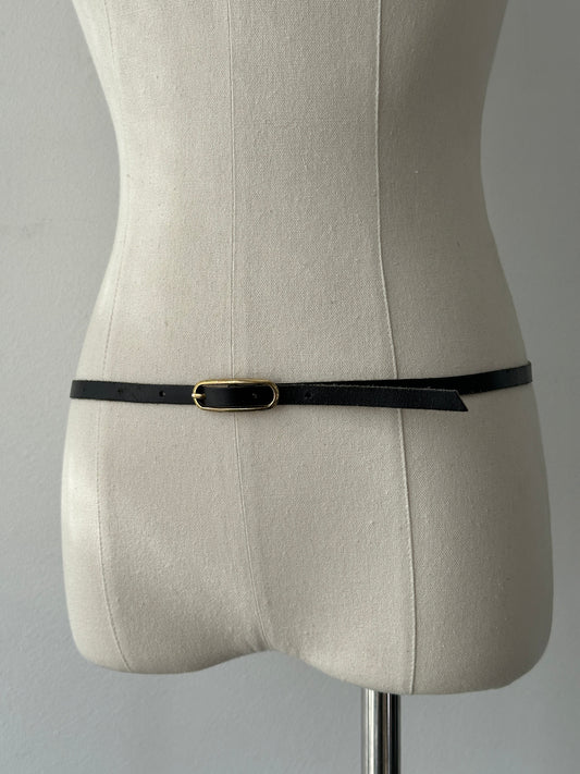 Vintage 1990s Leather Skinny Belt - W27-30