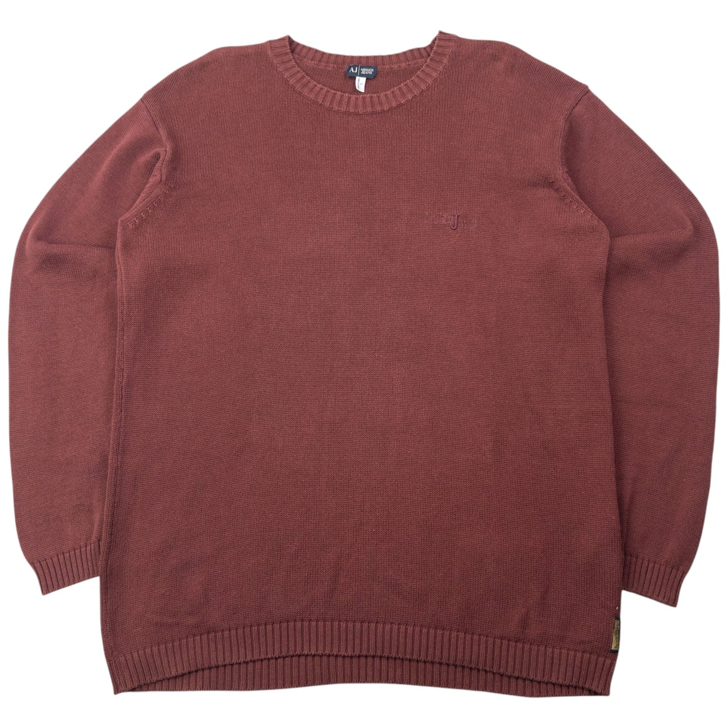 Vintage 2000s Armani Jeans Knit Jumper Size M | Medium, Burgundy