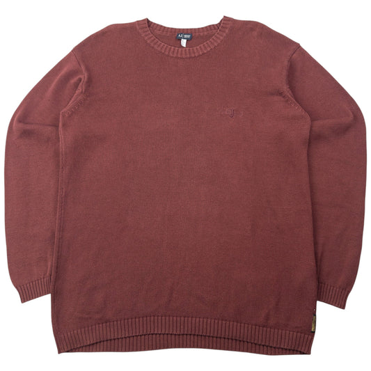 Vintage 2000s Armani Jeans Knit Jumper Size M | Medium, Burgundy
