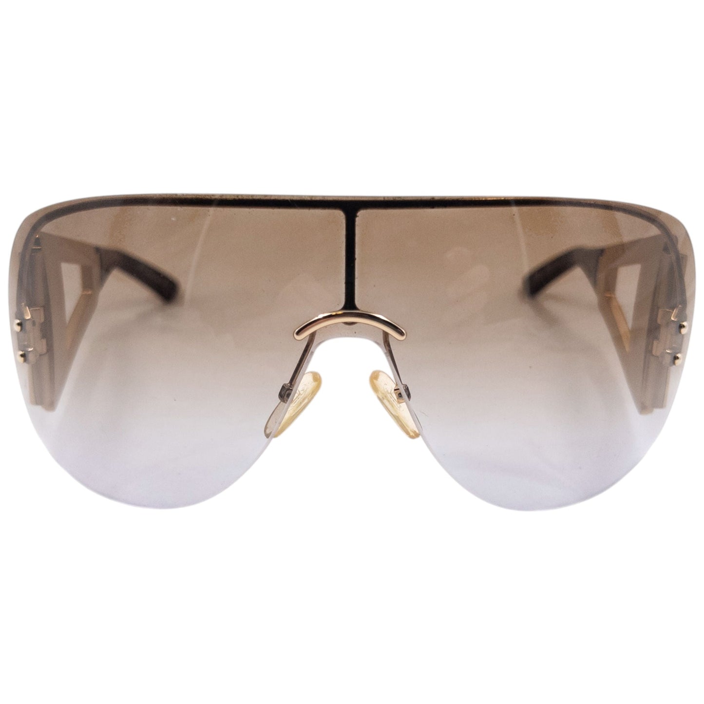 Vintage 2006 Dior Escrime 1 Shield Wraparound Sunglasses | O/S, Gold and Gradient Brown