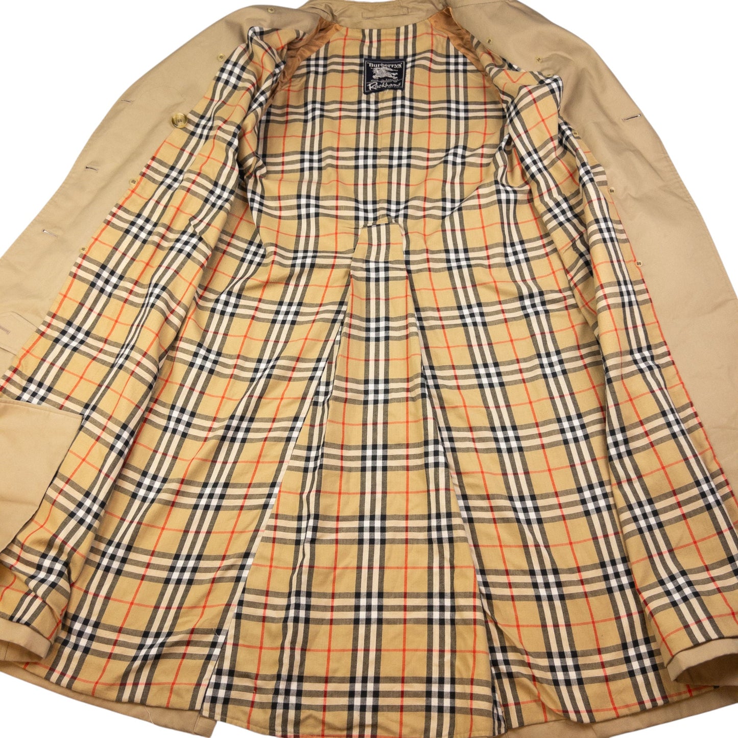 Vintage Burberry Nova Check Lined Trench Jacket Womens Size XL