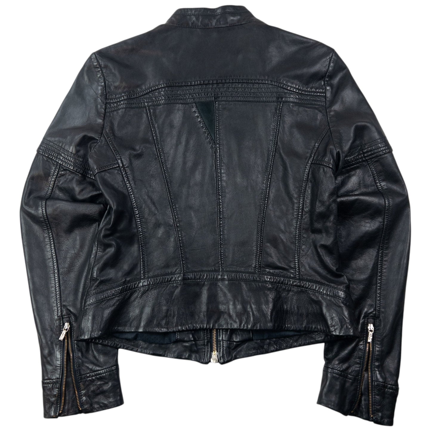 Vintage 2000s Hugo Boss Zip Up Leather Jacket Womens Size S | Small, Black