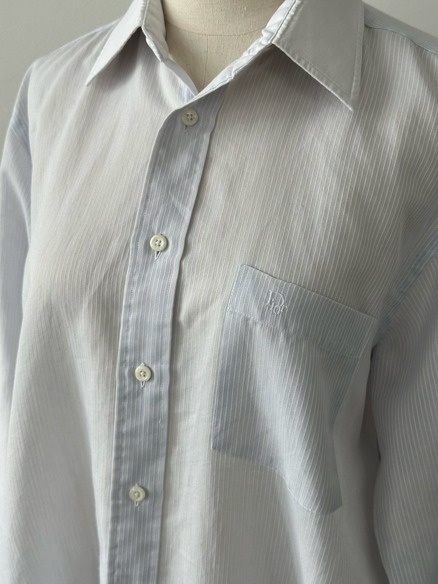 Christian Dior Chemises 1990s Striped Contrast Collar Shirt - L