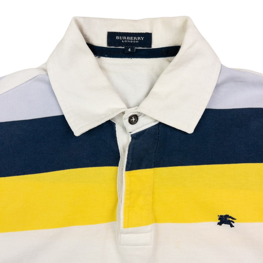 Vintage Burberry Striped Long Sleeve Rugby Polo Shirt Size S