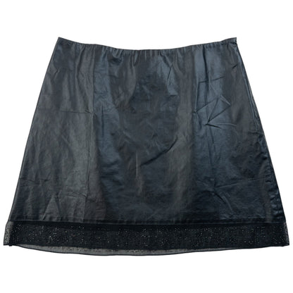 Vintage 2000s Versace Jeans Couture Faux Leather Mini Skirt Womens Size W26 | W26, Black
