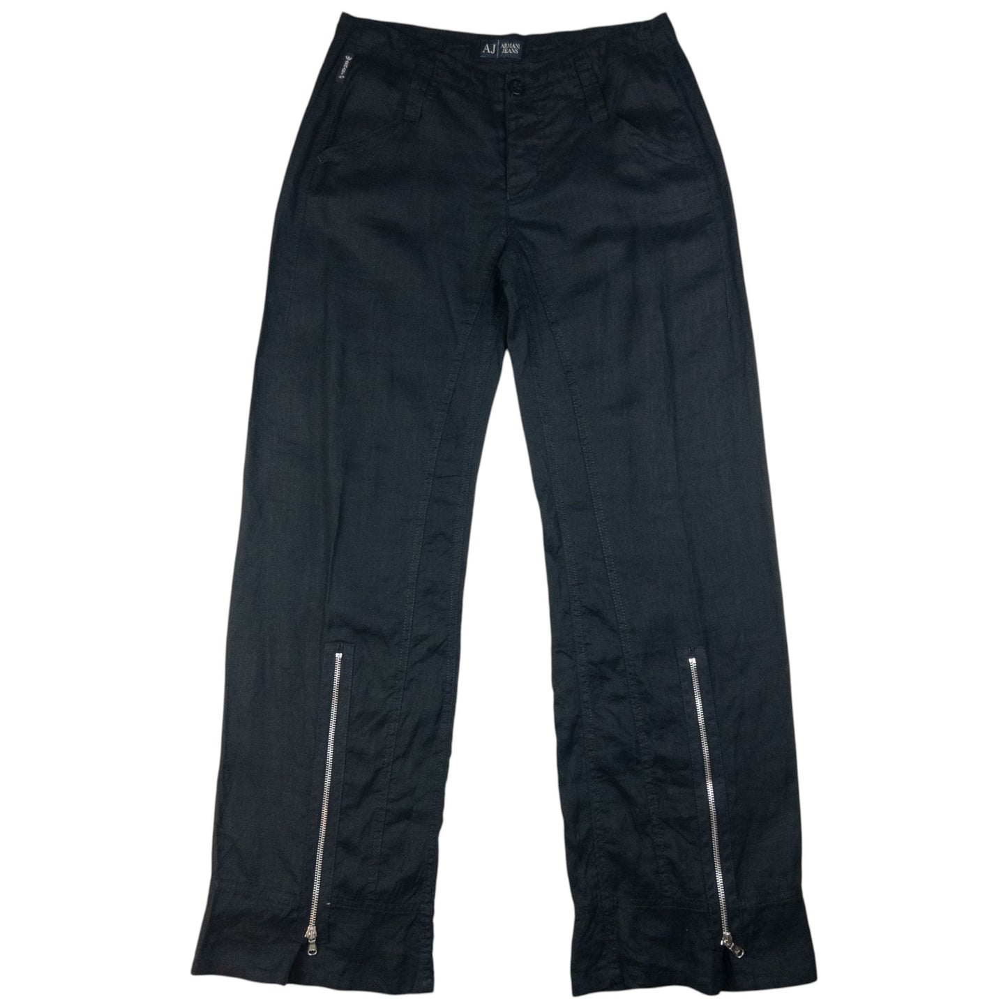 Vintage Armani Jeans Zip Detail Linen Trousers Size W31