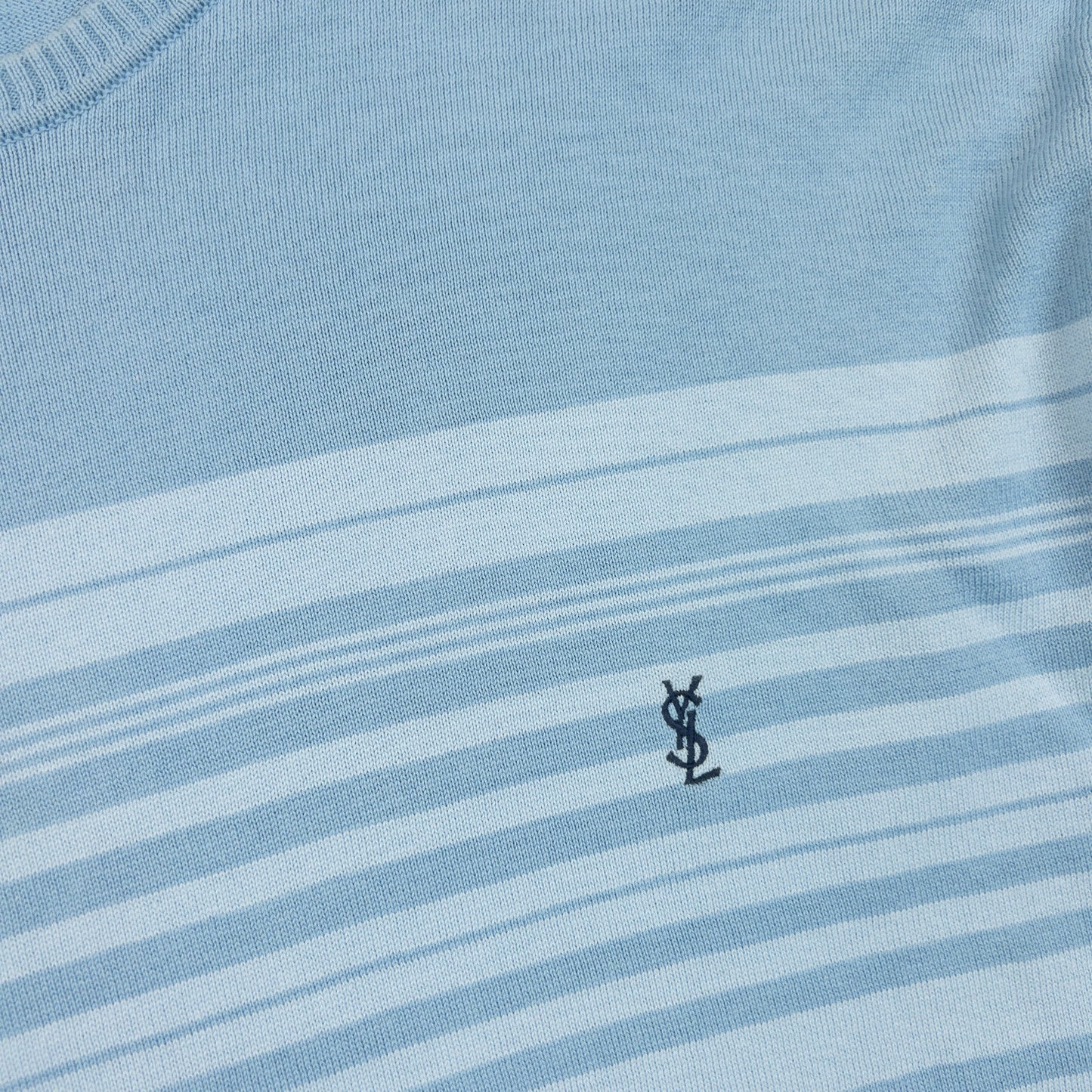 Vintage 2000s YSL Yves Saint Laurent Striped Jumper Size L | Large, Blue