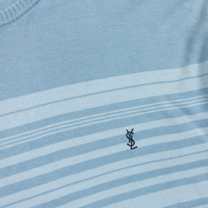 Vintage 2000s YSL Yves Saint Laurent Striped Jumper Size L | Large, Blue