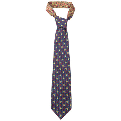 Vintage 90s Gianni Versace Medusa Pattern Silk Tie | O/S, Blue, Red, Gold