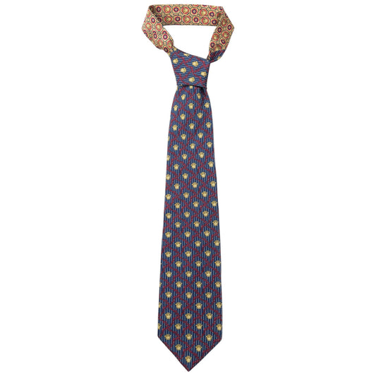 Vintage 90s Gianni Versace Medusa Pattern Silk Tie | O/S, Blue, Red, Gold