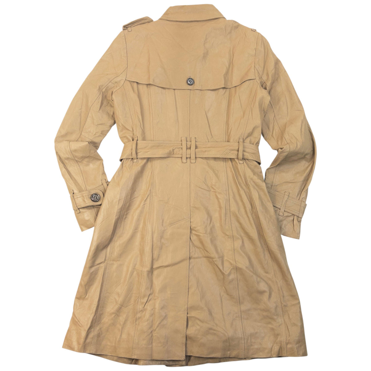 Vintage 2000s Burberry Nova Check Lined Leather Trench Jacket Womens Size M | Medium, Beige