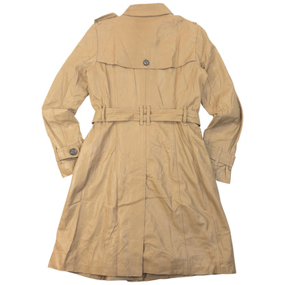 Vintage 2000s Burberry Nova Check Lined Leather Trench Jacket Womens Size M | Medium, Beige