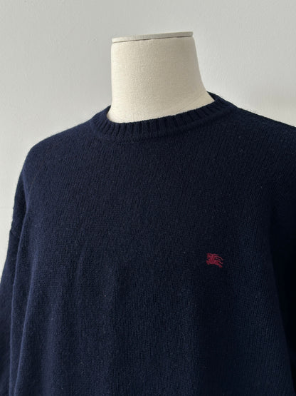 Burberry London 2000s Pure Wool Knit Logo Jumper - L