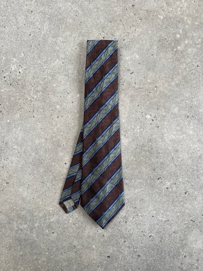 Vintage 1980s diagonal striped tie showcasing bold pattern and classic style, made by Vintage brand.