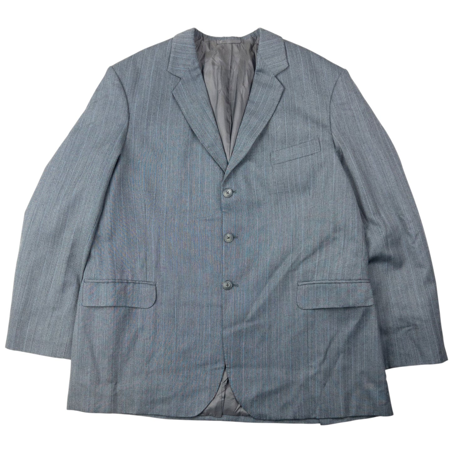 Vintage 80s YSL Yves Saint Laurent Striped Jacket & Trousers Suit Set Size XXL | XXL, Grey