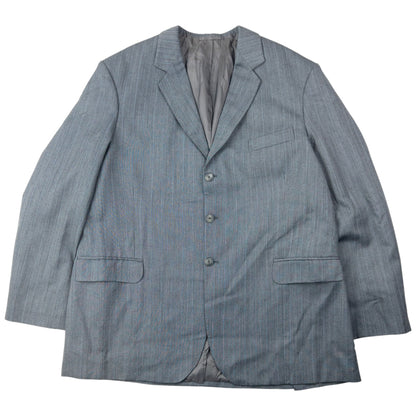 Vintage 80s YSL Yves Saint Laurent Striped Jacket & Trousers Suit Set Size XXL | XXL, Grey