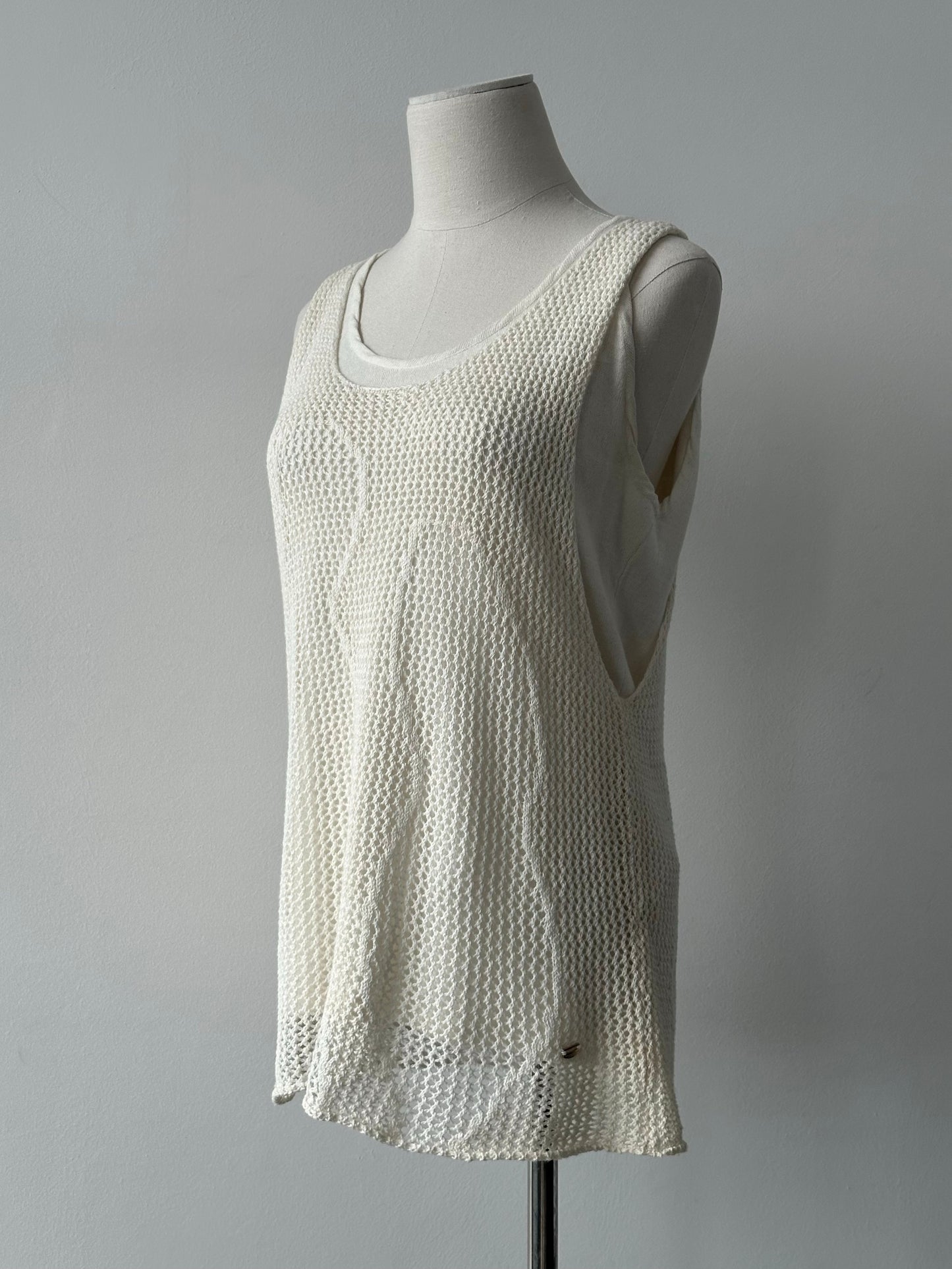 Donna Karan 1990s Cotton Linen Layered Top - M