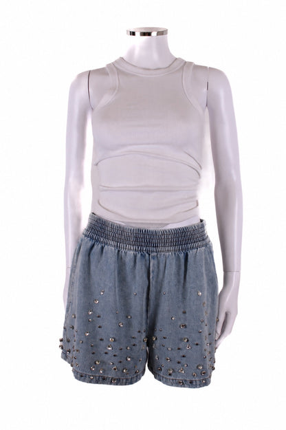 Sandro Diamante Denim Shorts Blue 40 | O/S, Blue