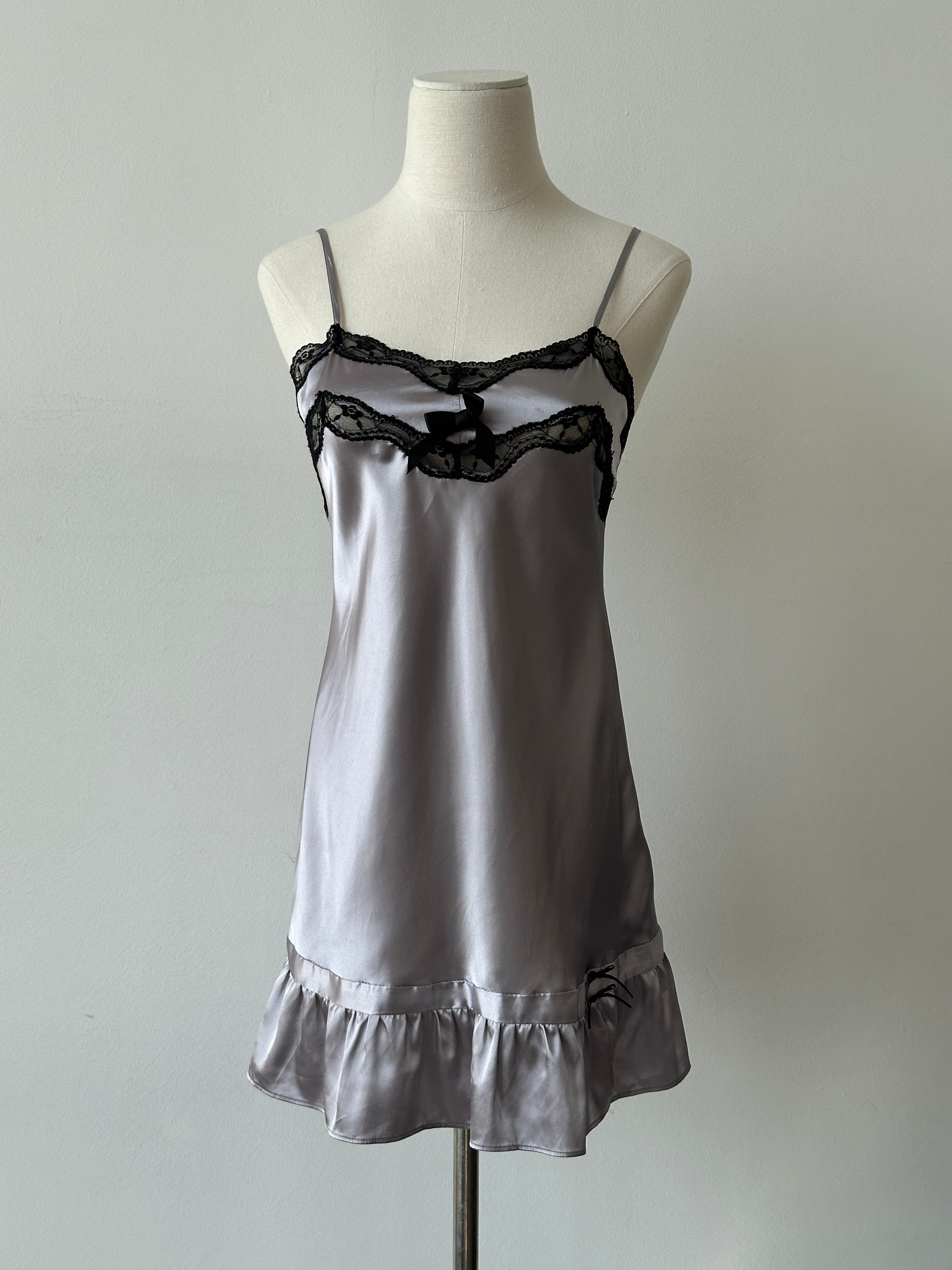 Vintage 2000s Satin Lace Mini Slip Dress - XS