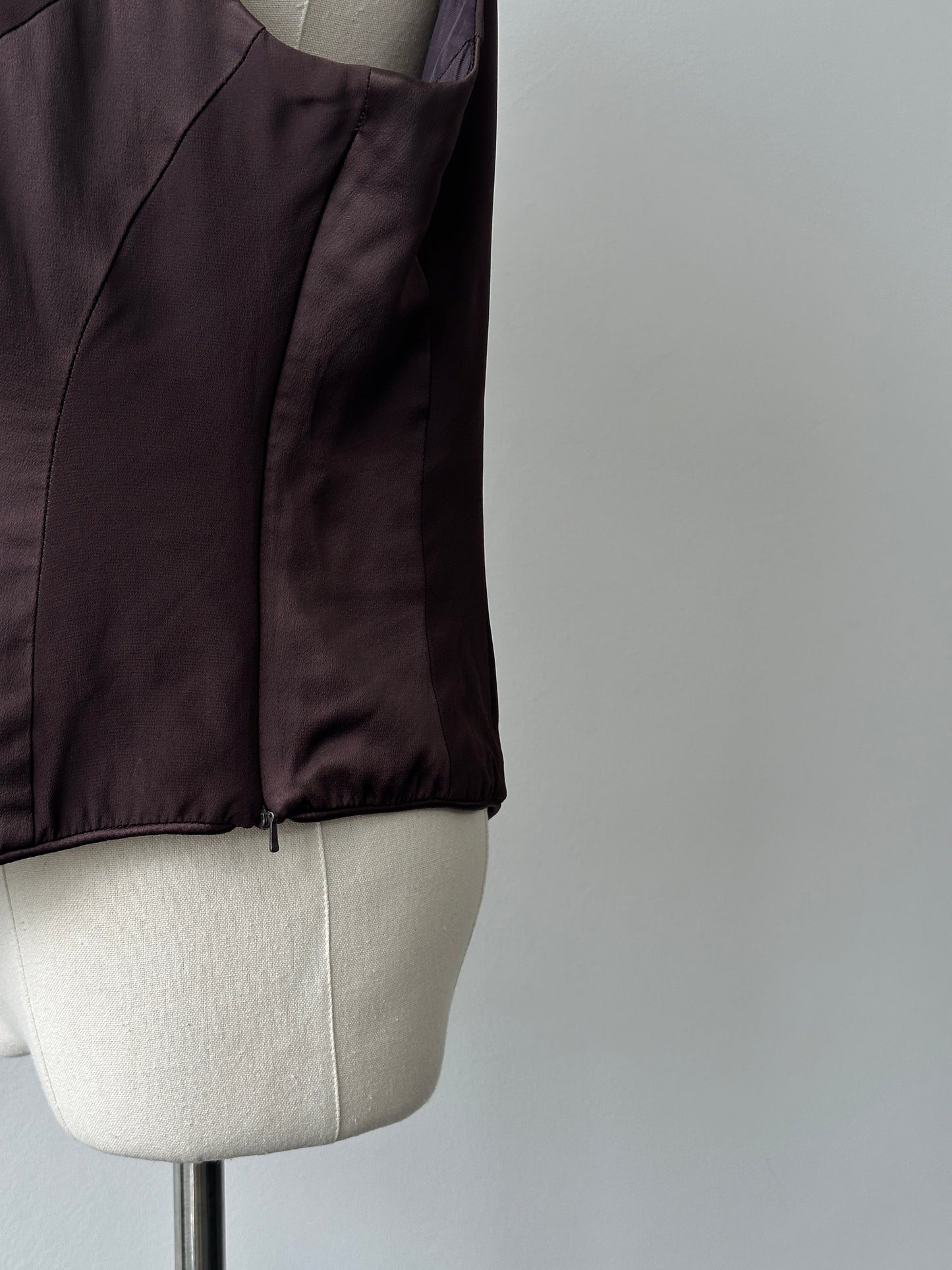 Vintage 1990s Panelled Sleeveless Satin Top - L