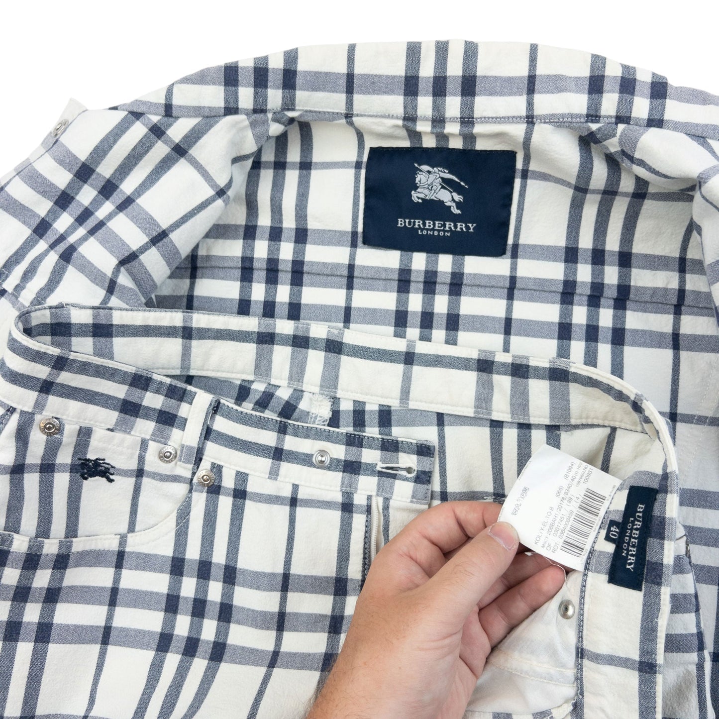 Vintage 2000s Burberry Nova Check Jacket & Trousers Set Womens Size M | Medium, White, Navy