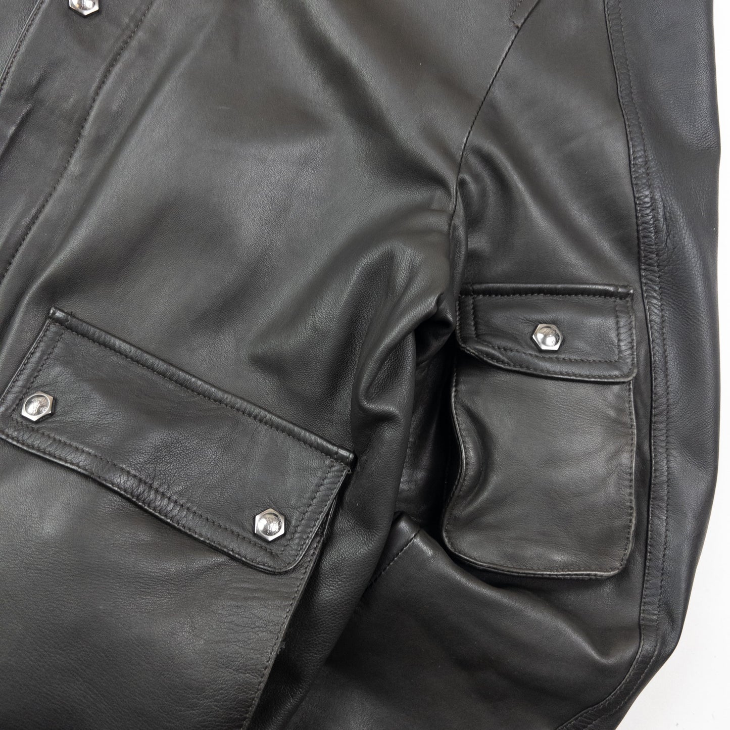 Vintage 2000s Versace Jeans Couture Leather Cargo Jacket Size M | Medium, Black