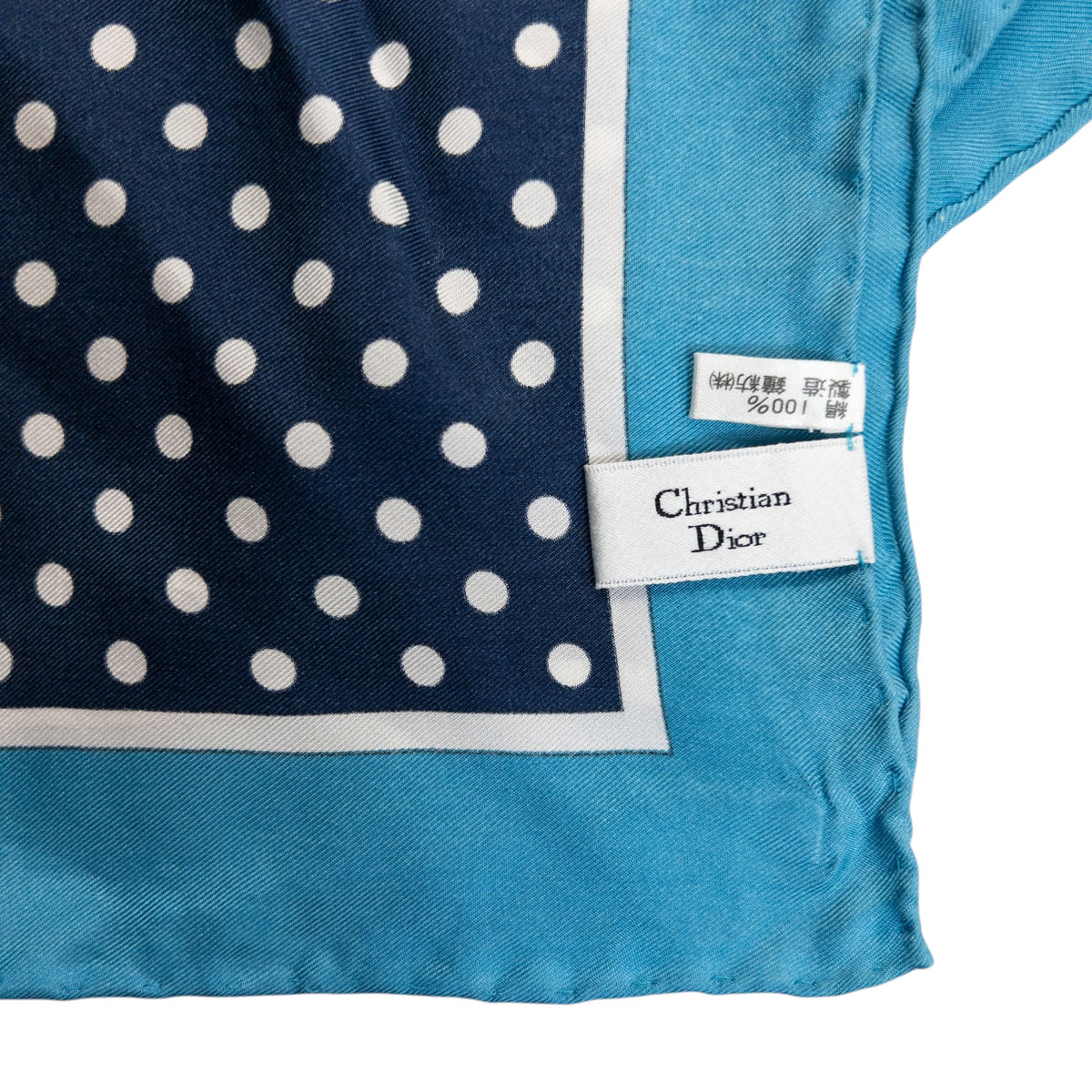 Vintage 2000s Dior Polka Dot Silk Scarf | O/S, Blue