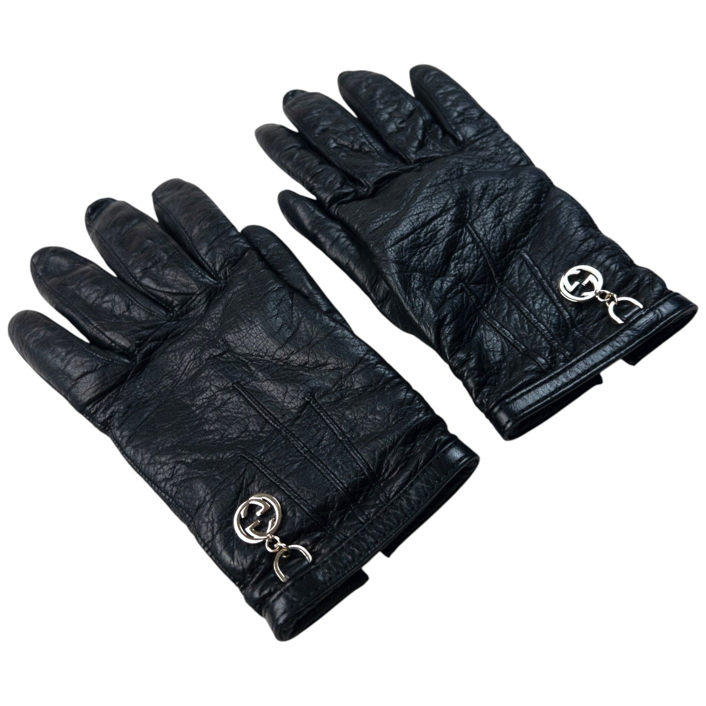 Vintage 2000s Gucci Leather Womens Gloves | O/S, Black