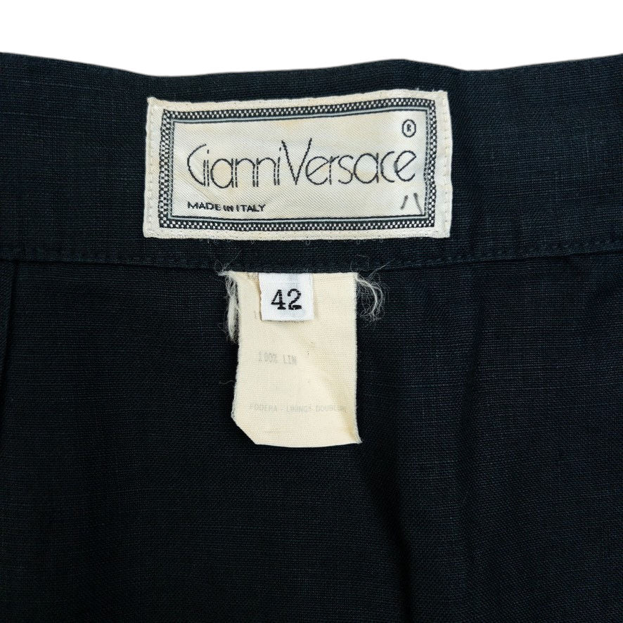 Vintage 90s Gianni Versace Linen Wrap Skirt Womens Size W25 | W25, Black