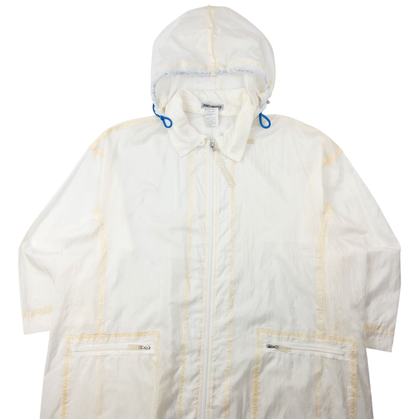 Vintage 90s Issey Miyake Transparent Longline Jacket Size L | Large, Cream