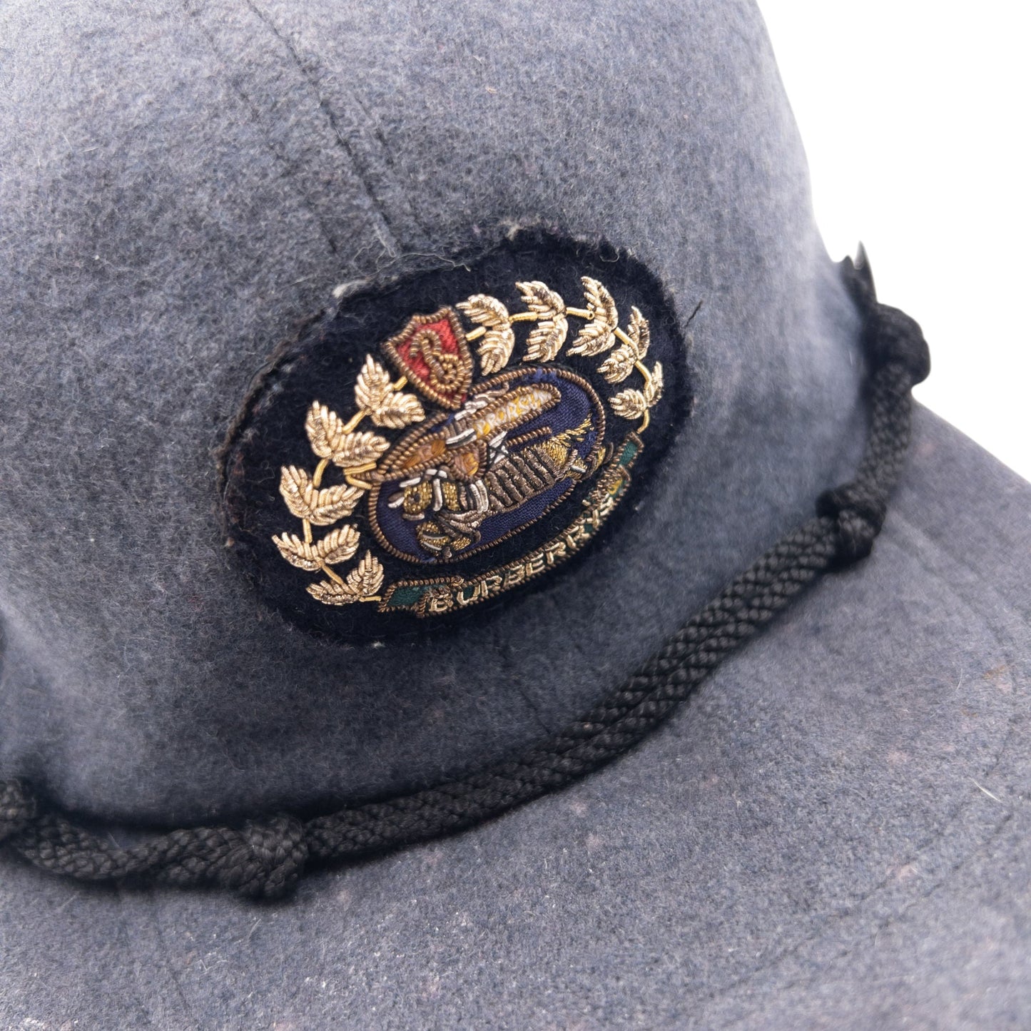 Vintage 90s Burberry Crest Wool Hat | O/S, Grey
