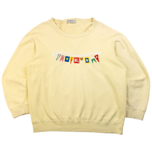 Vintage 90s Burberry Embroidered Flag Sweatshirt Size M | Medium, Yellow
