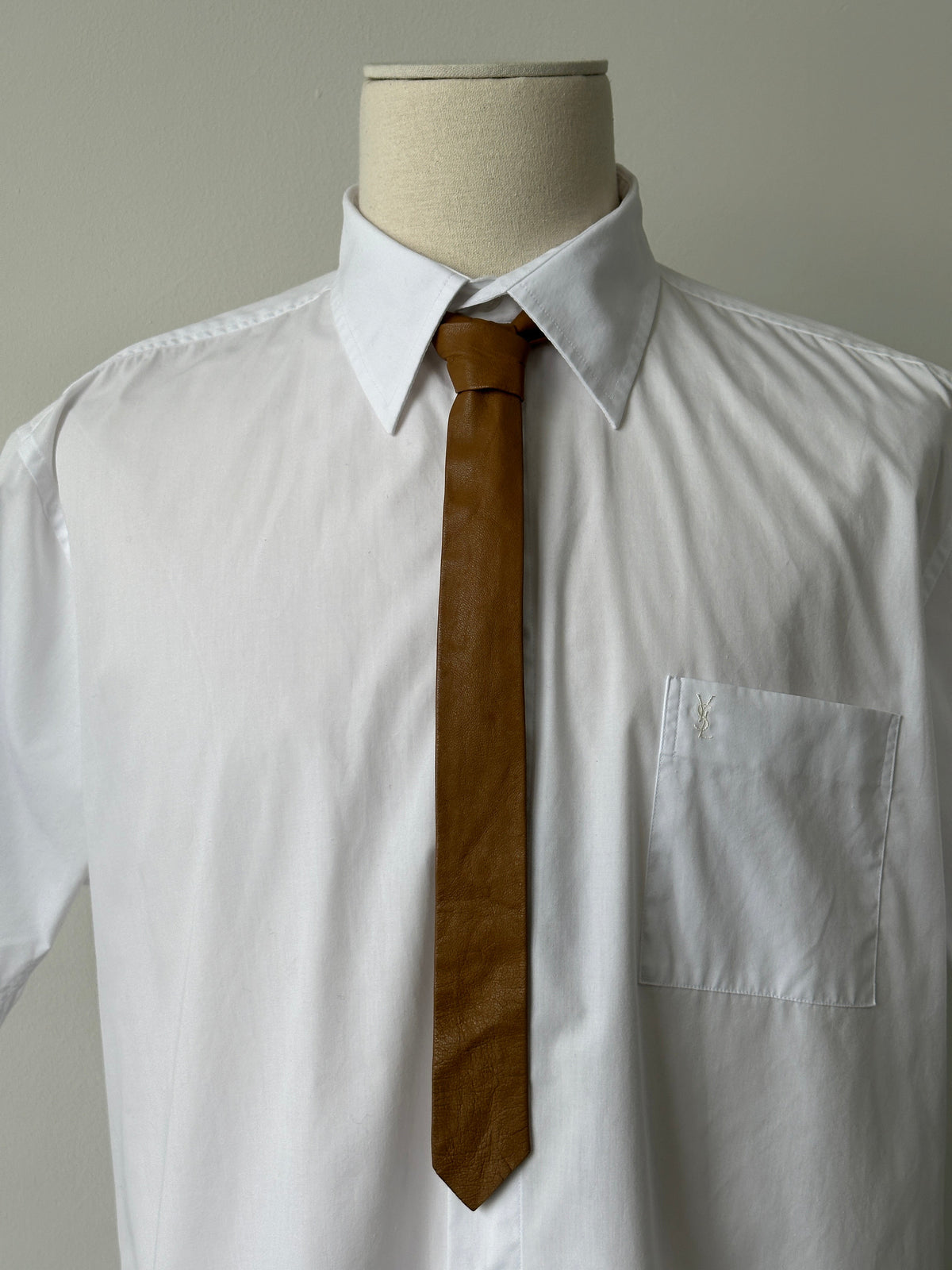 Vintage 1990s Leather Skinny Tie