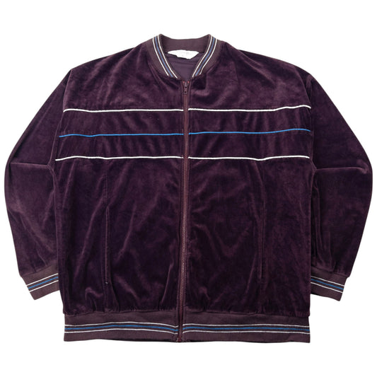 Vintage 80s Dior Monsieur Zip Up Velour Bomber Jacket Size L | Large, Purple