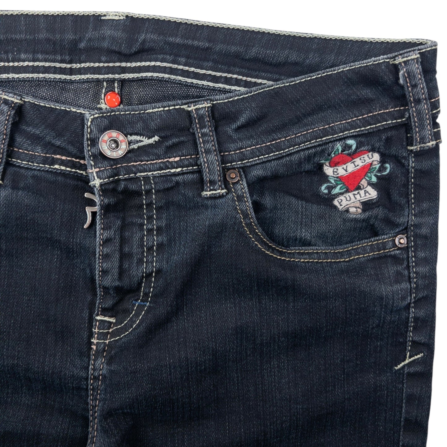 Vintage 2000s Puma X Evisu Double Gull Japanese Denim Jeans Size W32 | W32, Multicoloured