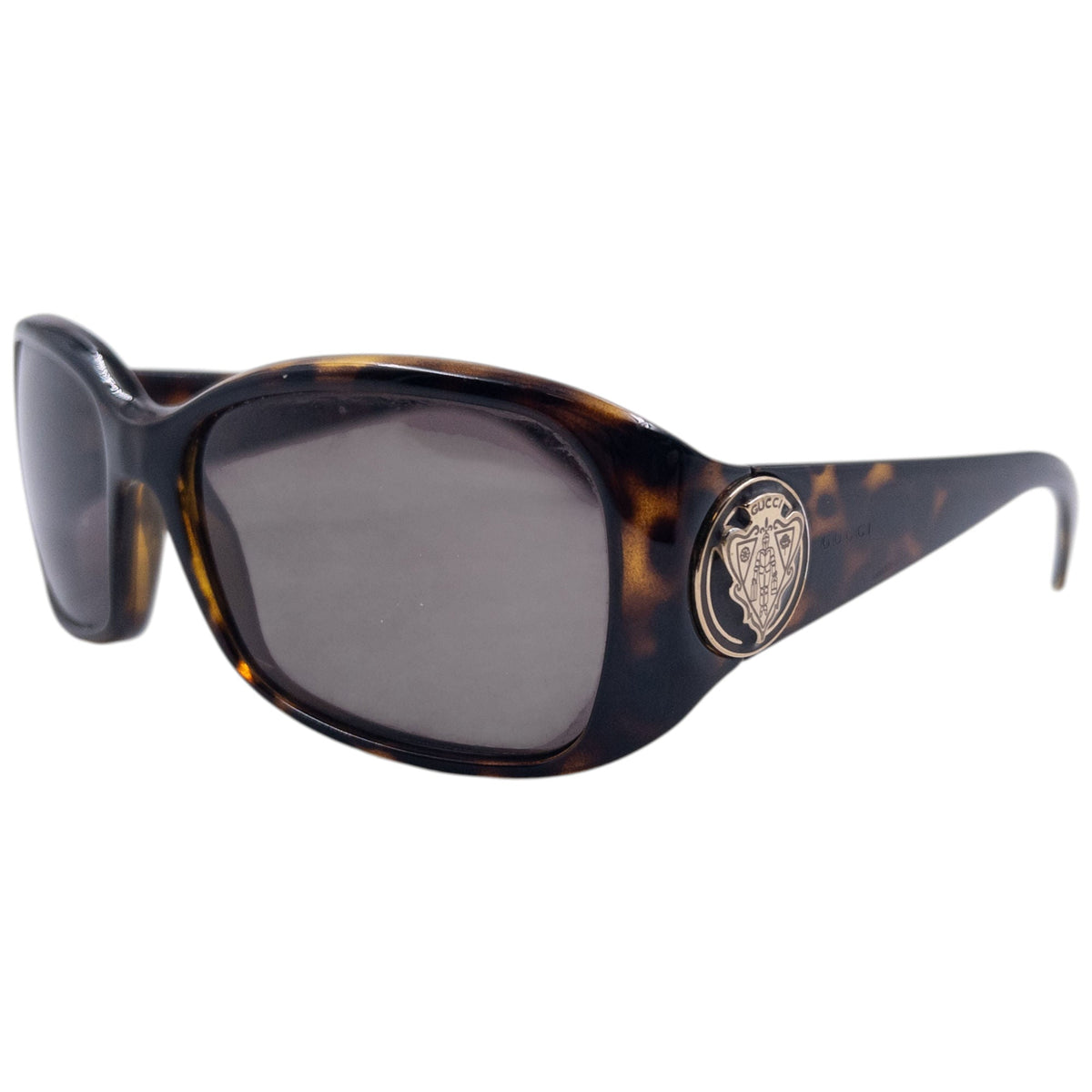 Vintage 2000s Gucci Tortoise Shell Crest Sunglasses | O/S, Brown