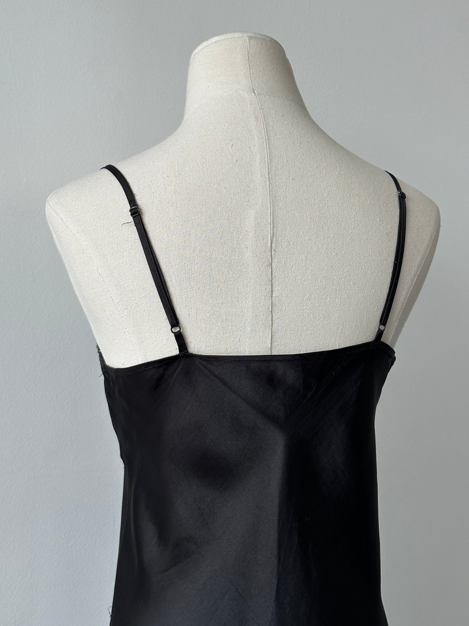 Vintage 1990s Satin Lace Midi Slip Dress - M