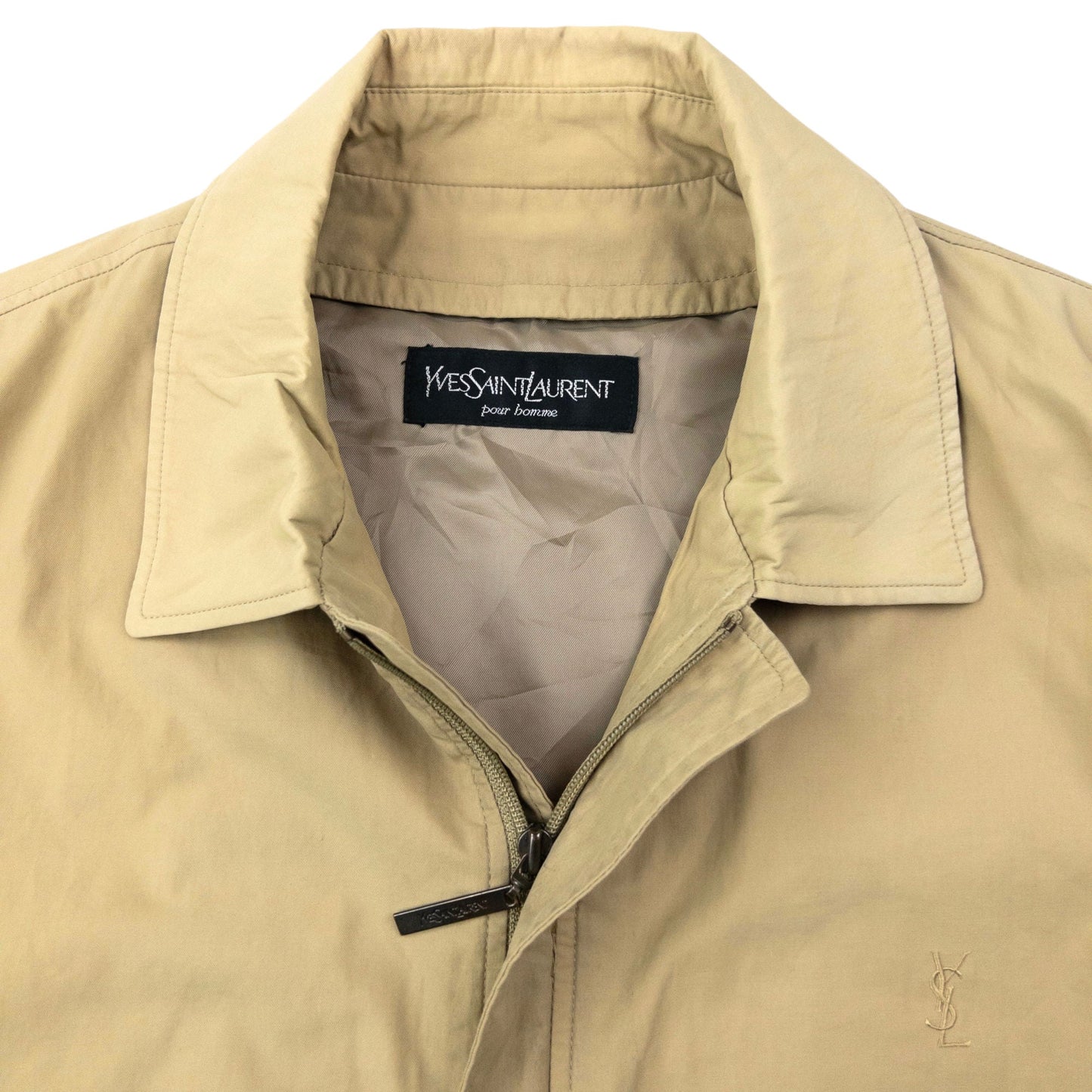 Vintage 90s YSL Yves Saint Laurent Harrington Jacket Size L | Large, Beige