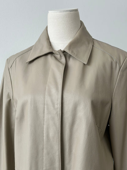 Vintage 1990s Concealed Placket Leather Jacket - M