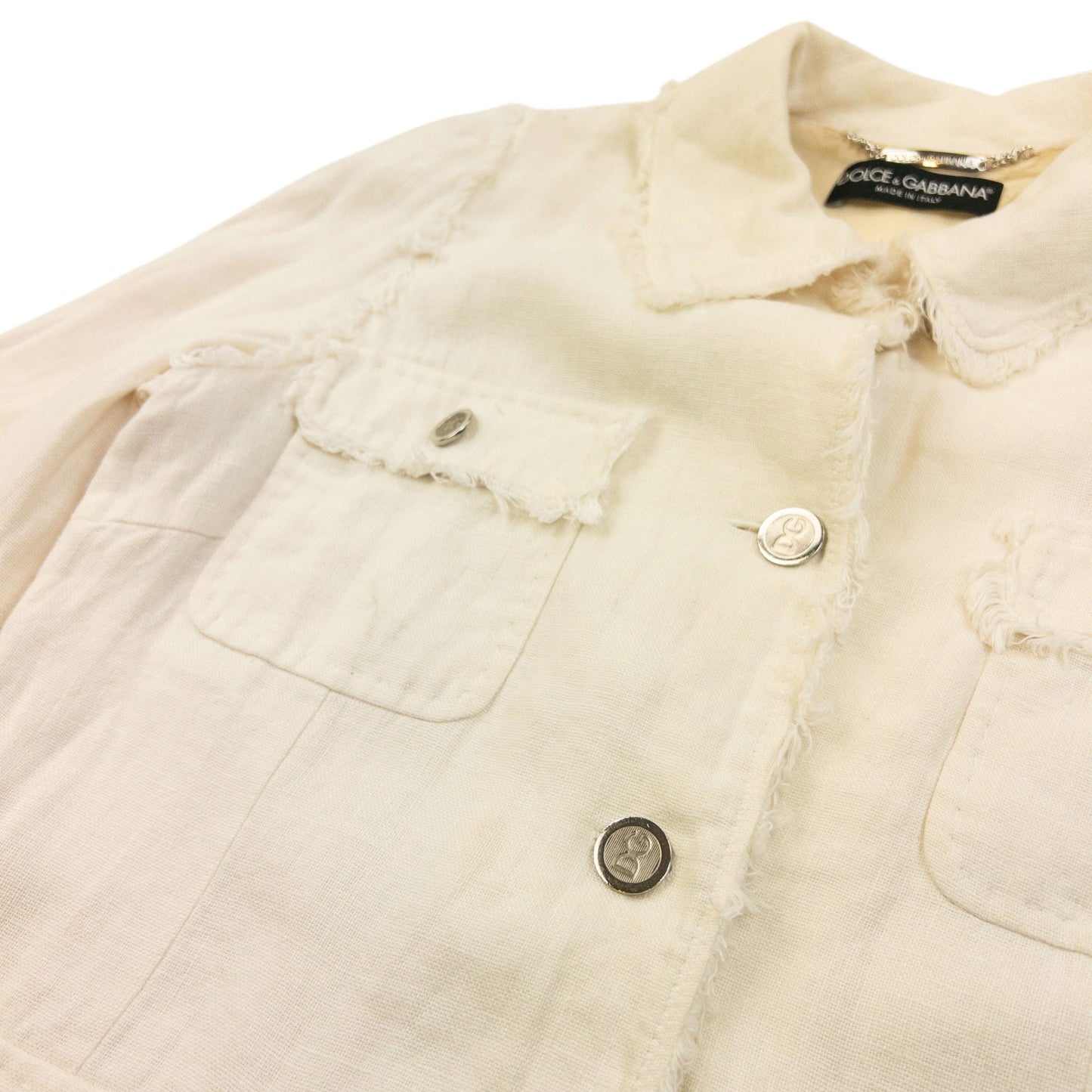 Vintage 2000s Dolce & Gabbana Button Up Linen Jacket Womens Size S | Small, Cream